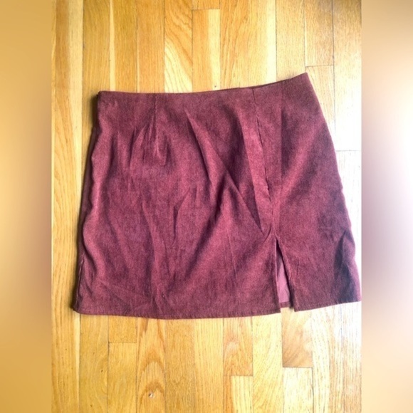 CORDUROY front slit skirt dark brown XL - Picture 1 of 4